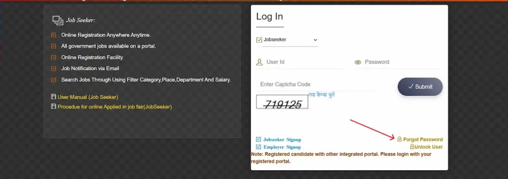 click Forgot Password